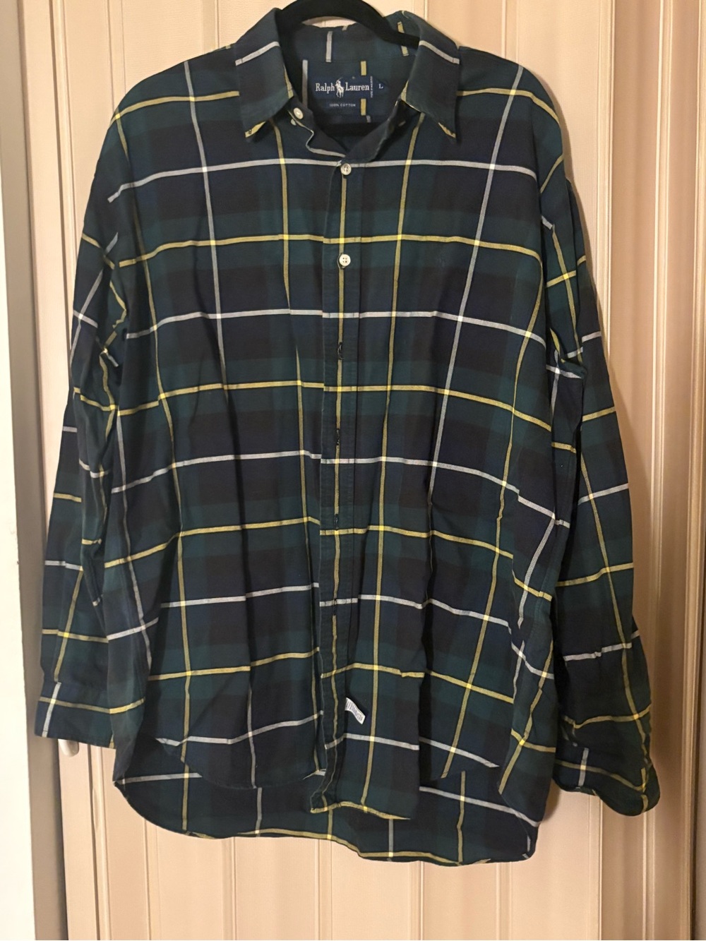 Ralph Lauren Navy and Green Plaid Button-Down Shirt